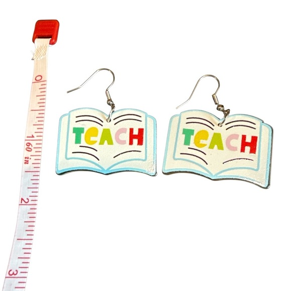 3/$20 Colorful 'Teach' Book Earrings - Picture 2 of 7